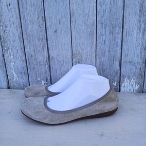 Abeo Tia Ballet Flats‎ Women's 10N Taupe Leather  Comfort Slip On Shoes Narrow